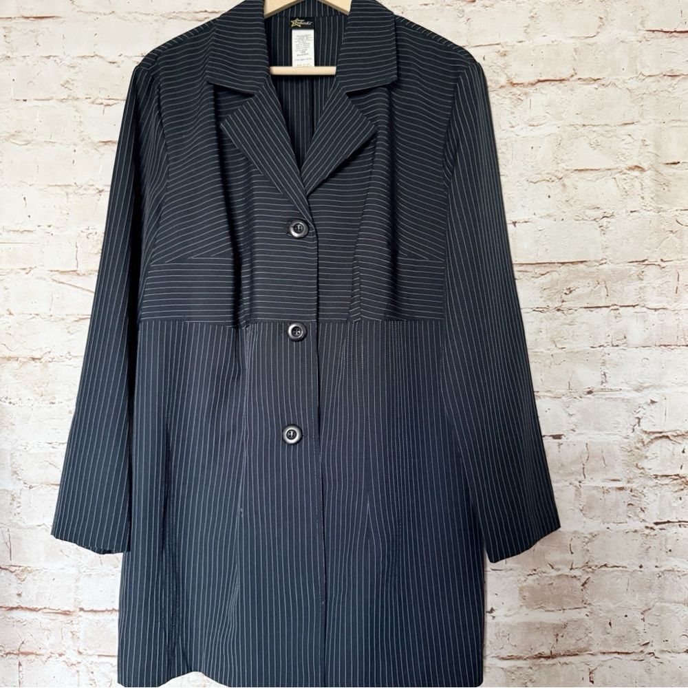 Fredrick’s of Hollywood pinstripe blazer overcoat